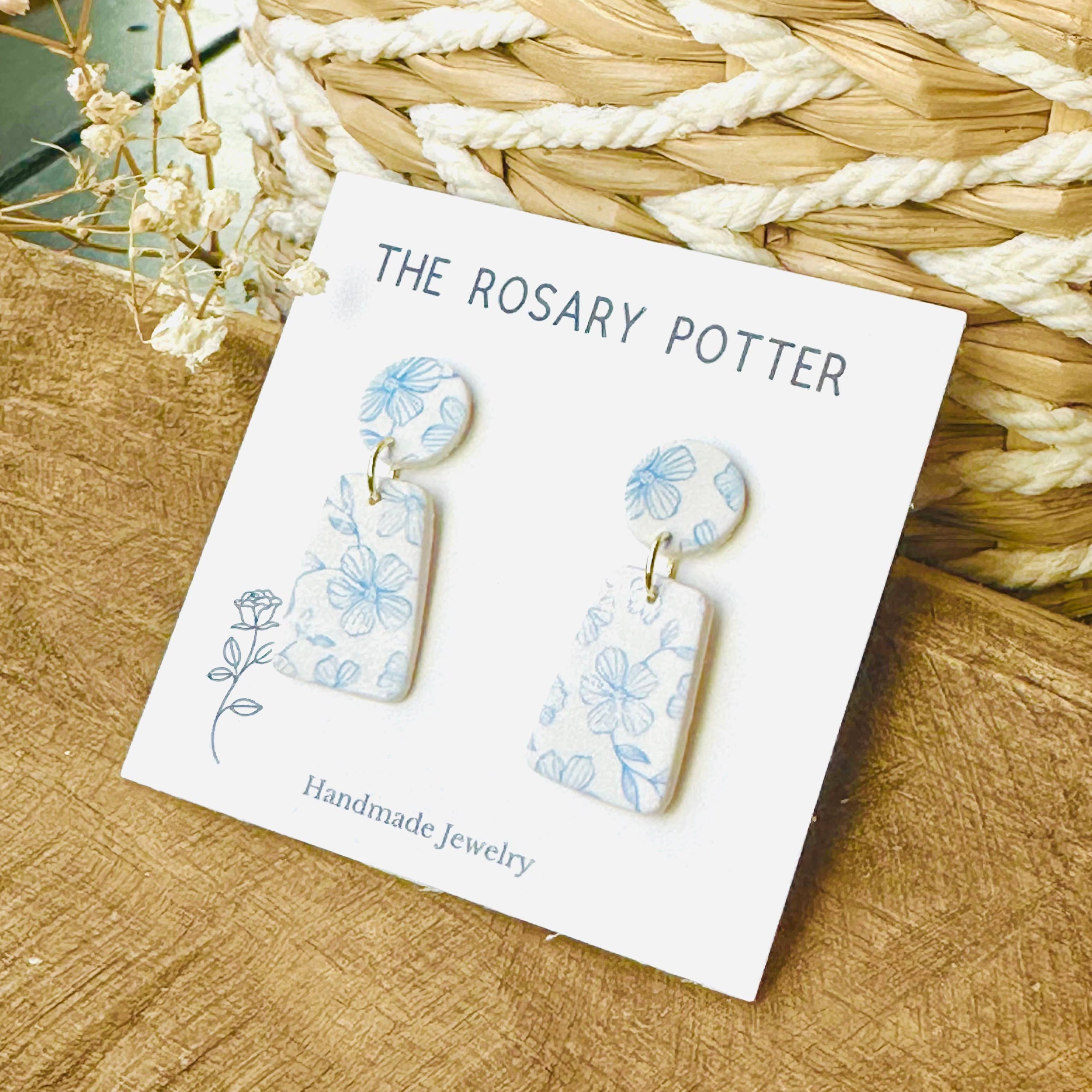 Mary’s Mantle Blue Floral Earrings | Catholic Gift 