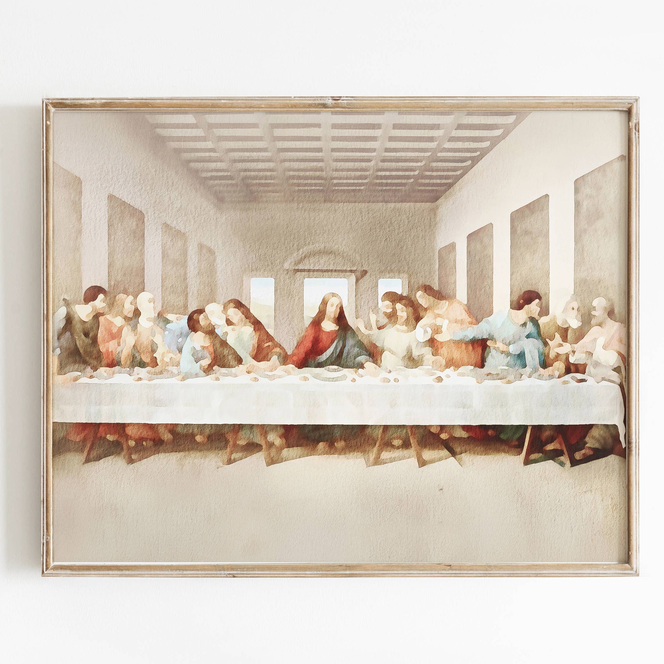 Last Supper Watercolor Painting Art Print (5x7)