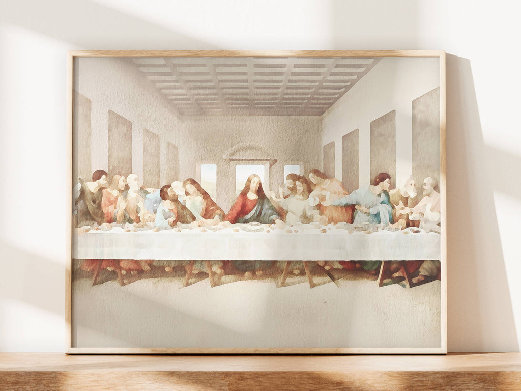Last Supper Watercolor Painting Art Print (5x7)