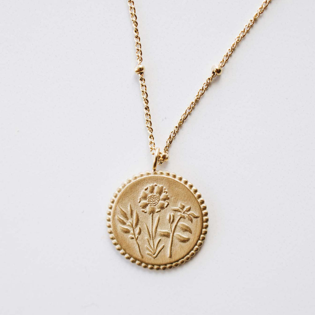 Holy Family Floral Necklace - 14K Gold Filled