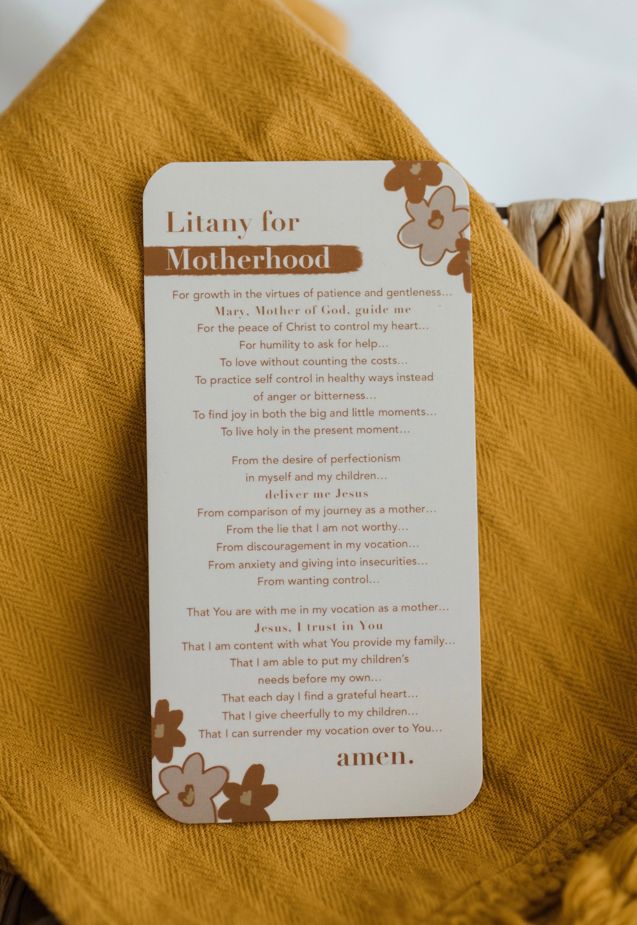 Litany for Motherhood Prayer Card