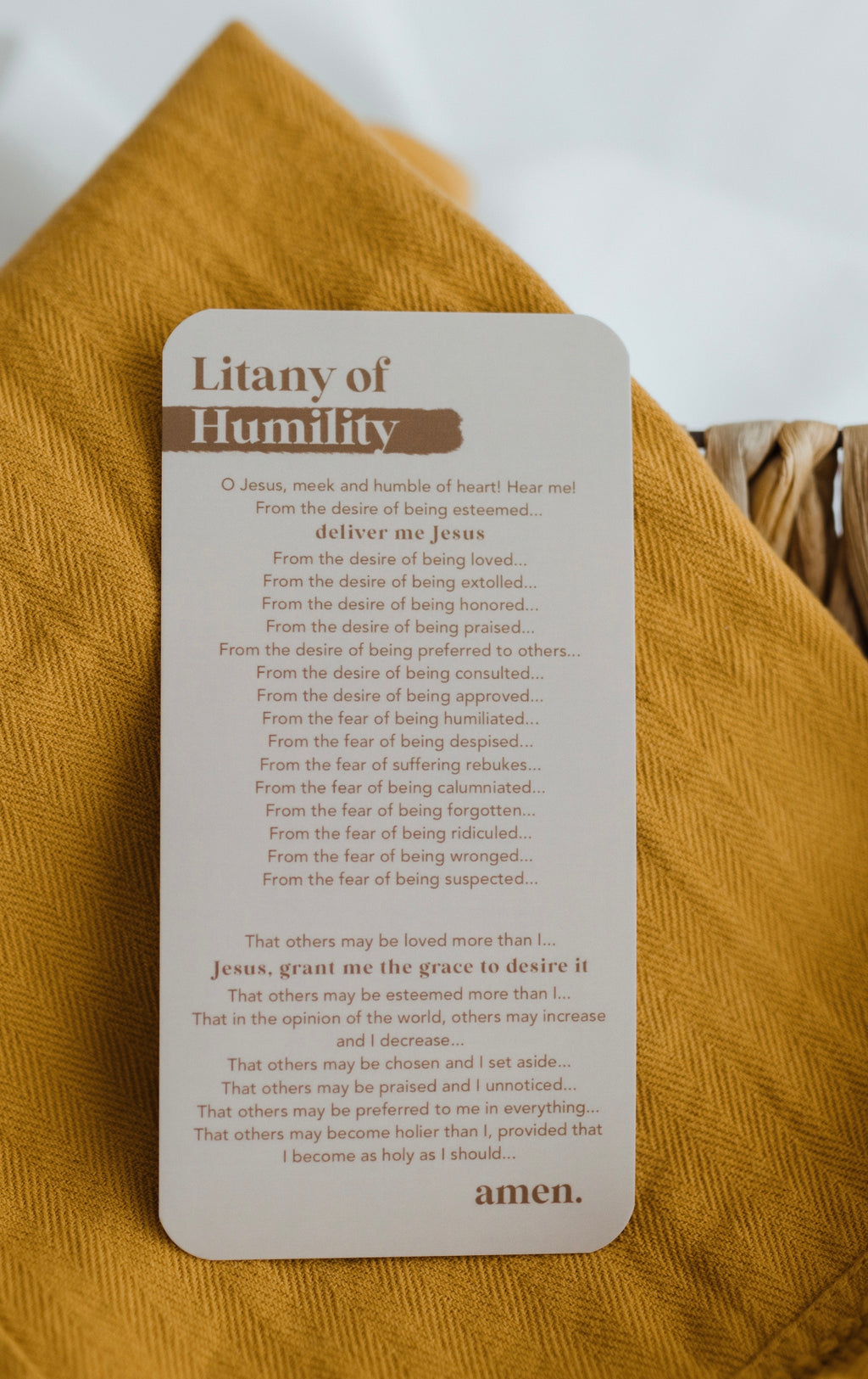 Litany of Humility Prayer Card