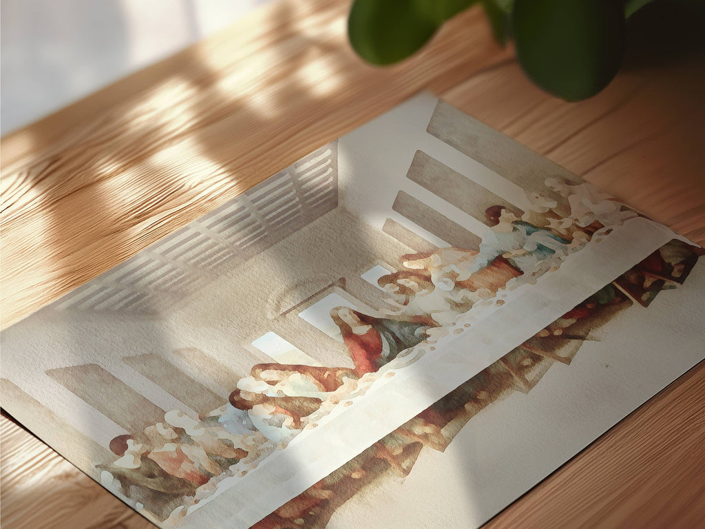 Last Supper Watercolor Painting Art Print (5x7)