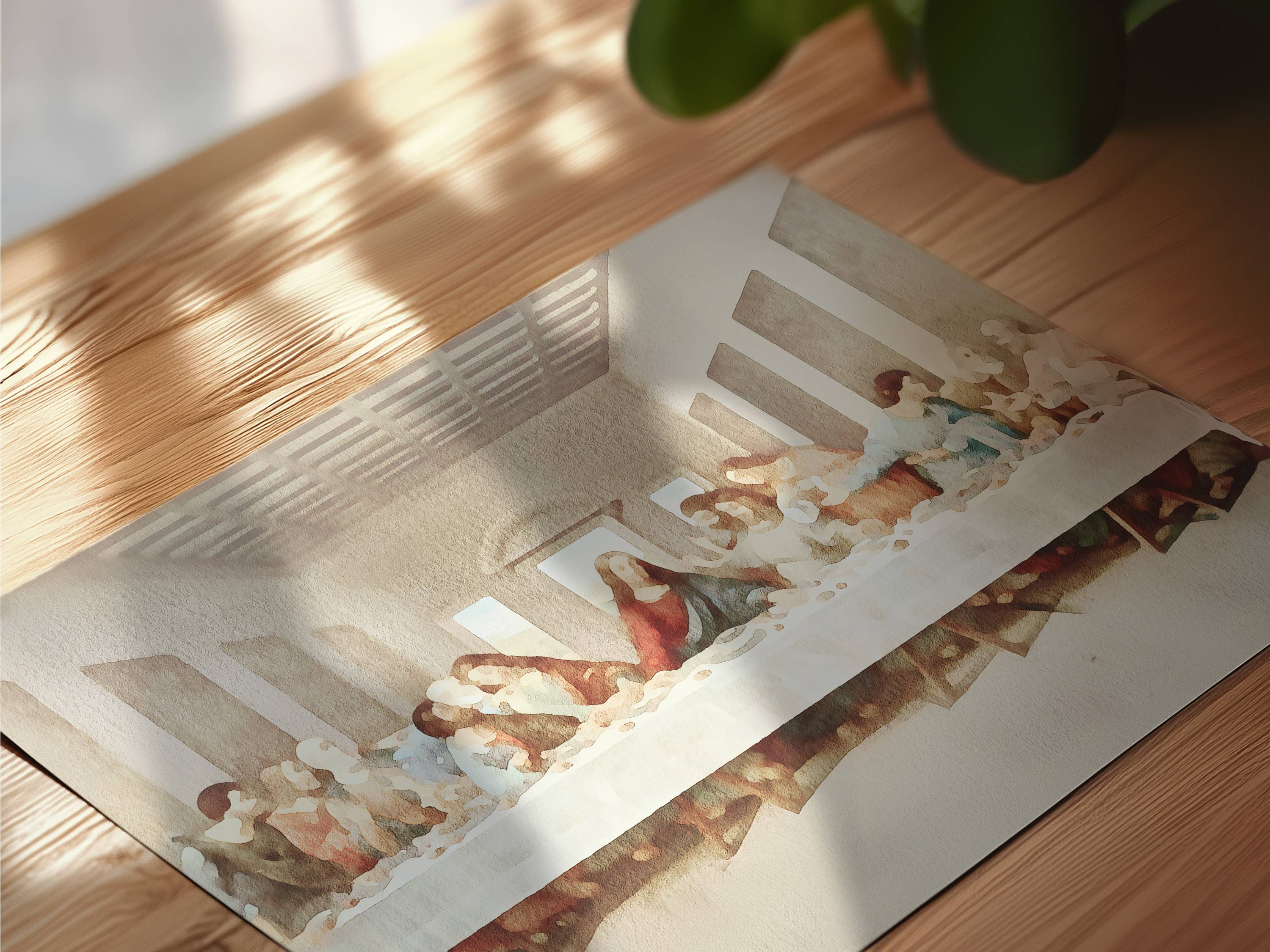 Last Supper Watercolor Painting Art Print (5x7)