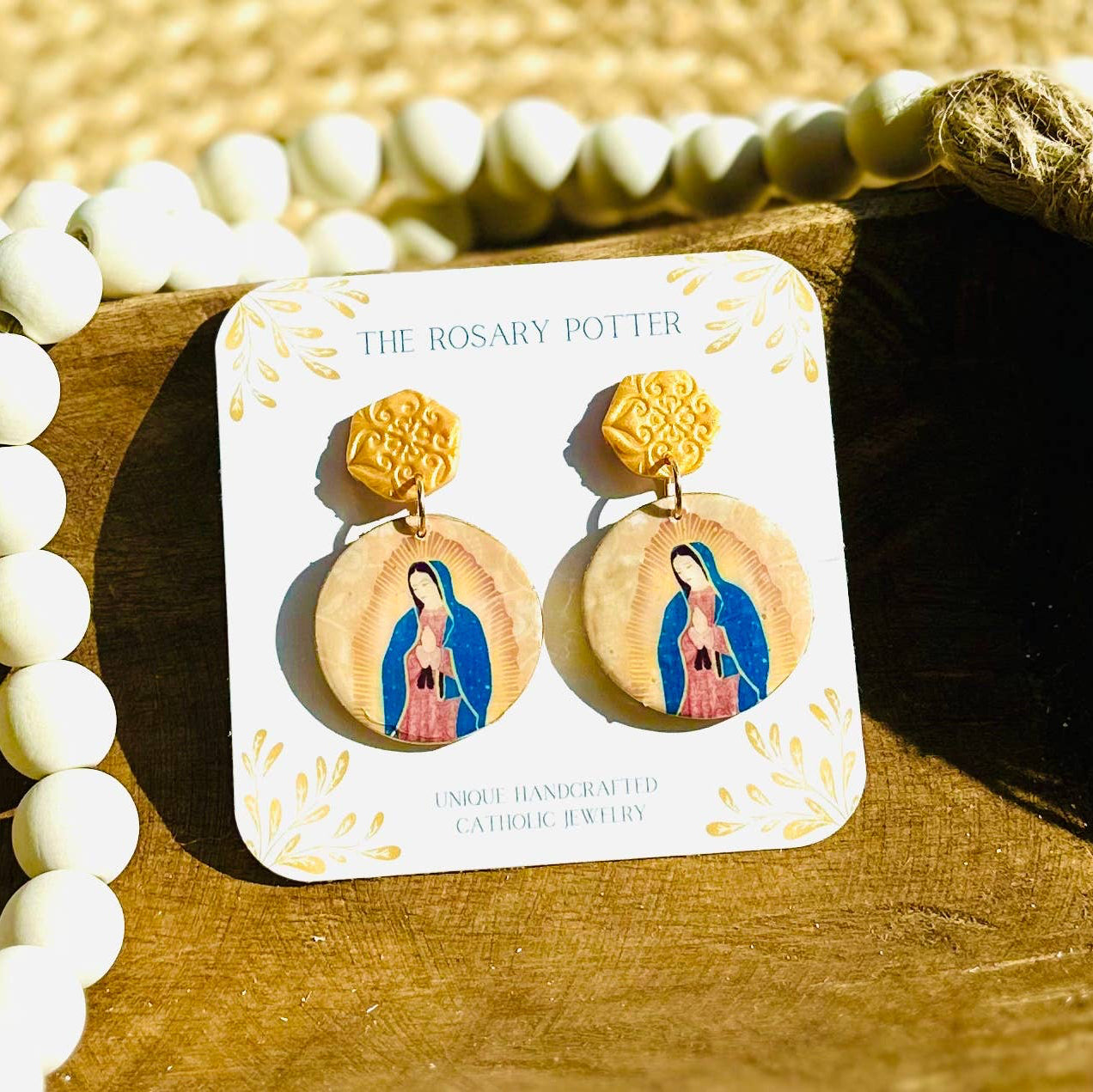 Our Lady of Guadalupe Handmade Clay Earrings
