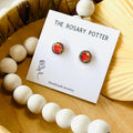 Sacred Heart Stained Glass Polymer Clay Stud Earrings 