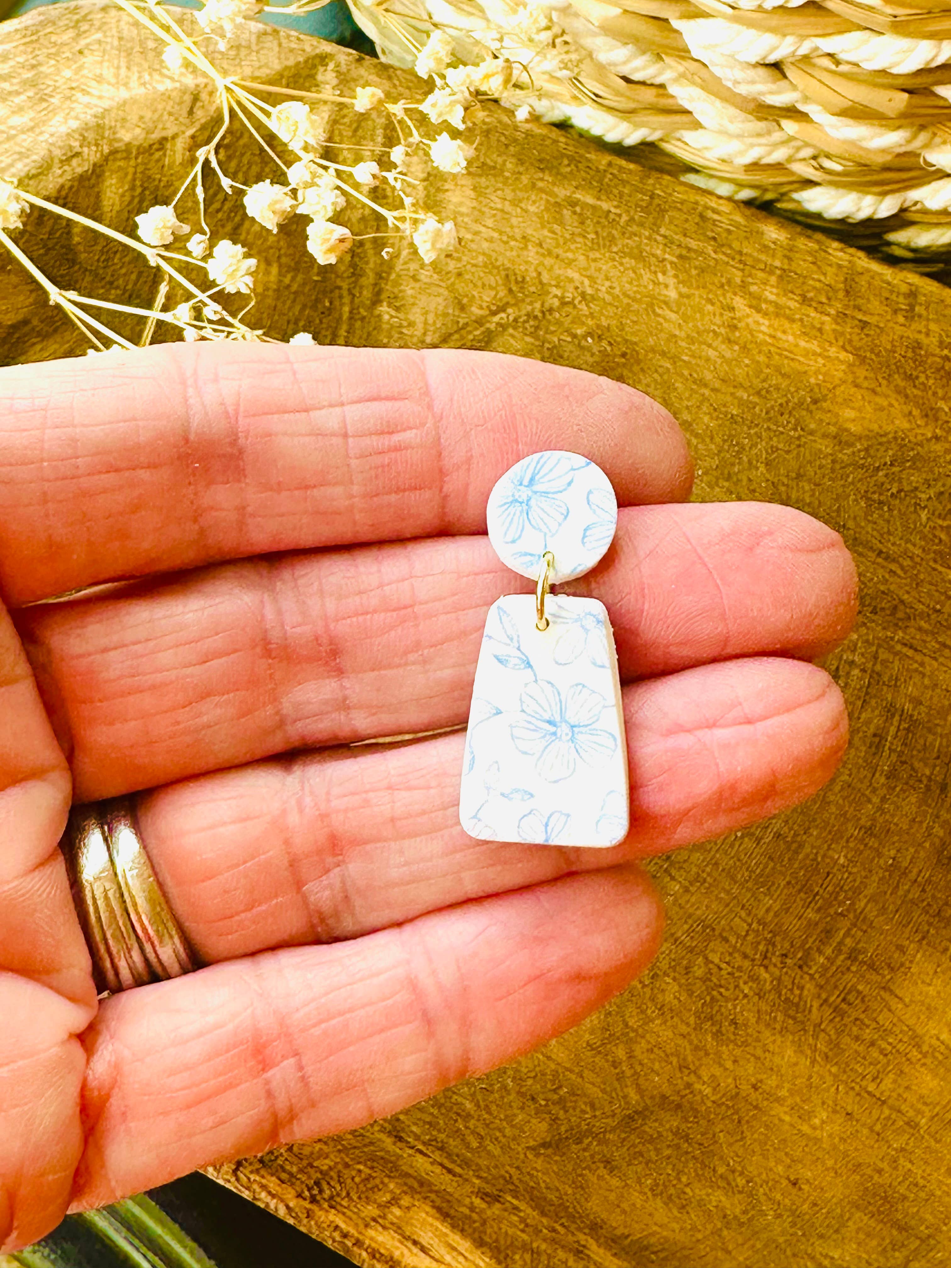 Mary’s Mantle Blue Floral Earrings | Catholic Gift 